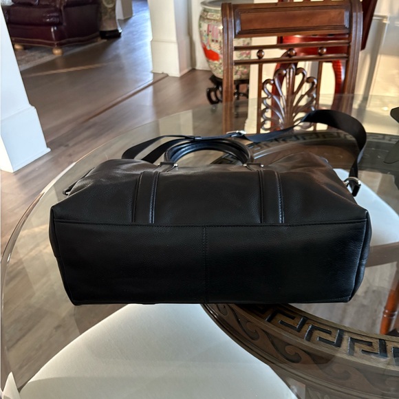 Coach Black Leather Tote with Silver Hardware - Picture 3 of 11